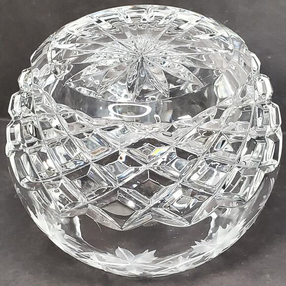 Vtg Maple Leaf Etched Rose Bowl 3.75" Round Decorative Collectible Rare - Picture 9 of 11